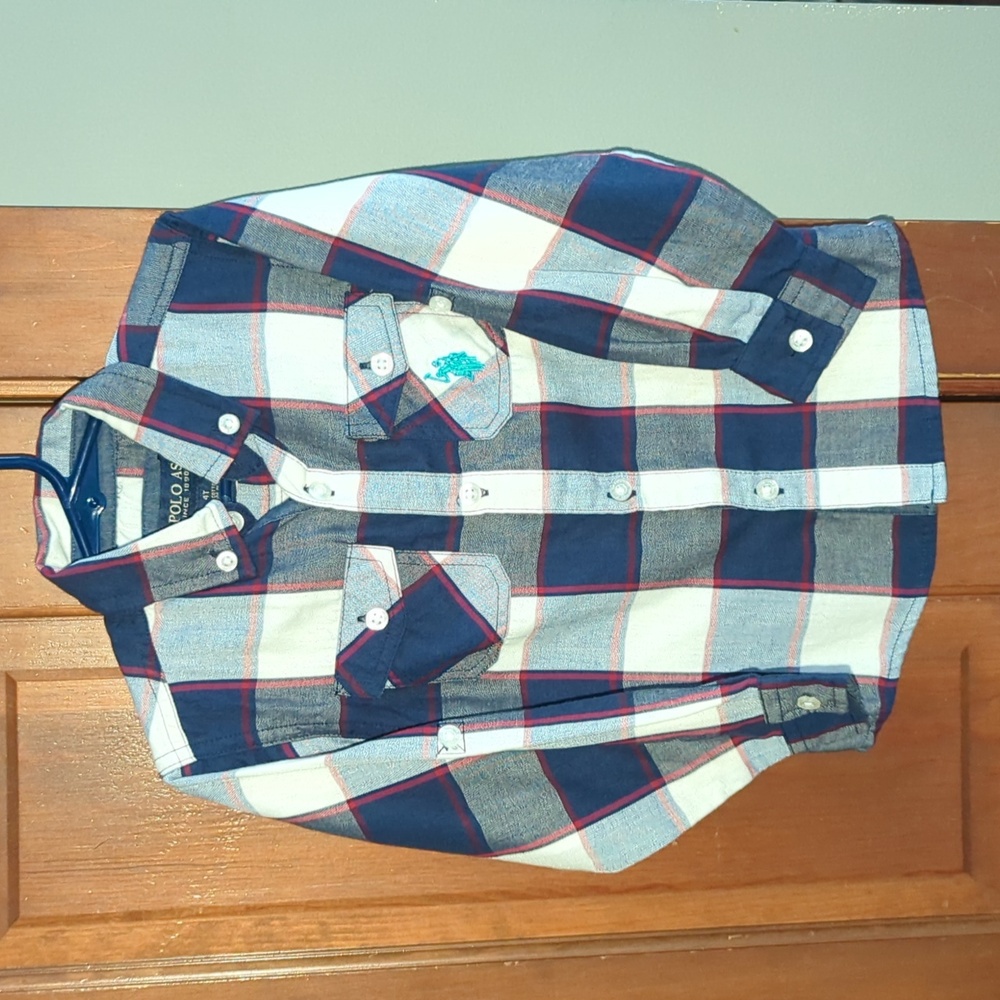 LIKE NEW Polo Button Down Plaid Shirt